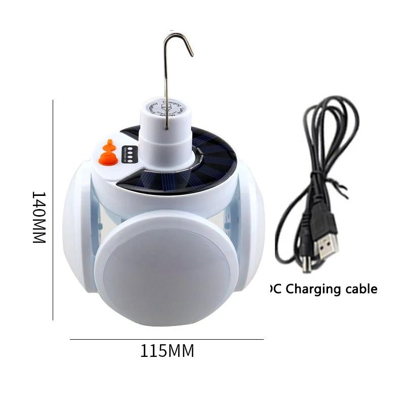 Hook Portable LED Light Burling Folding Solar Outdoor Waterproof Emergency Solar USB Charging Light Camping Garden Lighting
