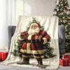 Santa Claus Pattern Flannel Blanket - Soft and Warm, Suitable for Sofas, Beds, Camping, and As a Holiday Gift for Boys and Girls
