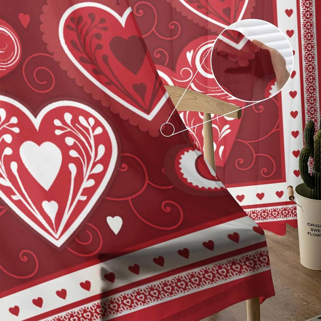 Valentine'S Day Love Romance Sheer Curtains For Living Room Kitchen Window Curtains Bedroom Tulle Voile Curtains