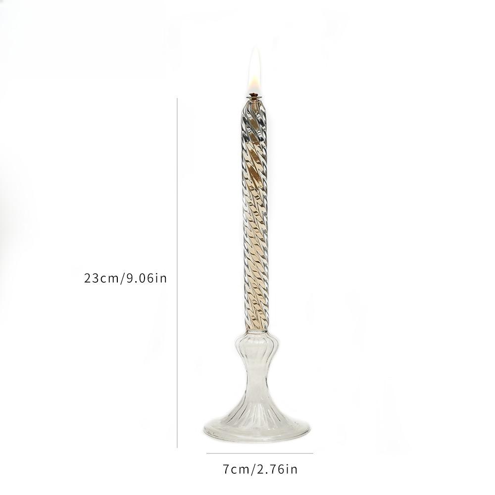 Rotate Transparent Glass Candle Holder Smokeless Glass Oil Lamps Candlestick Wedding Decor Romantic Candlelight Dinner Ornaments