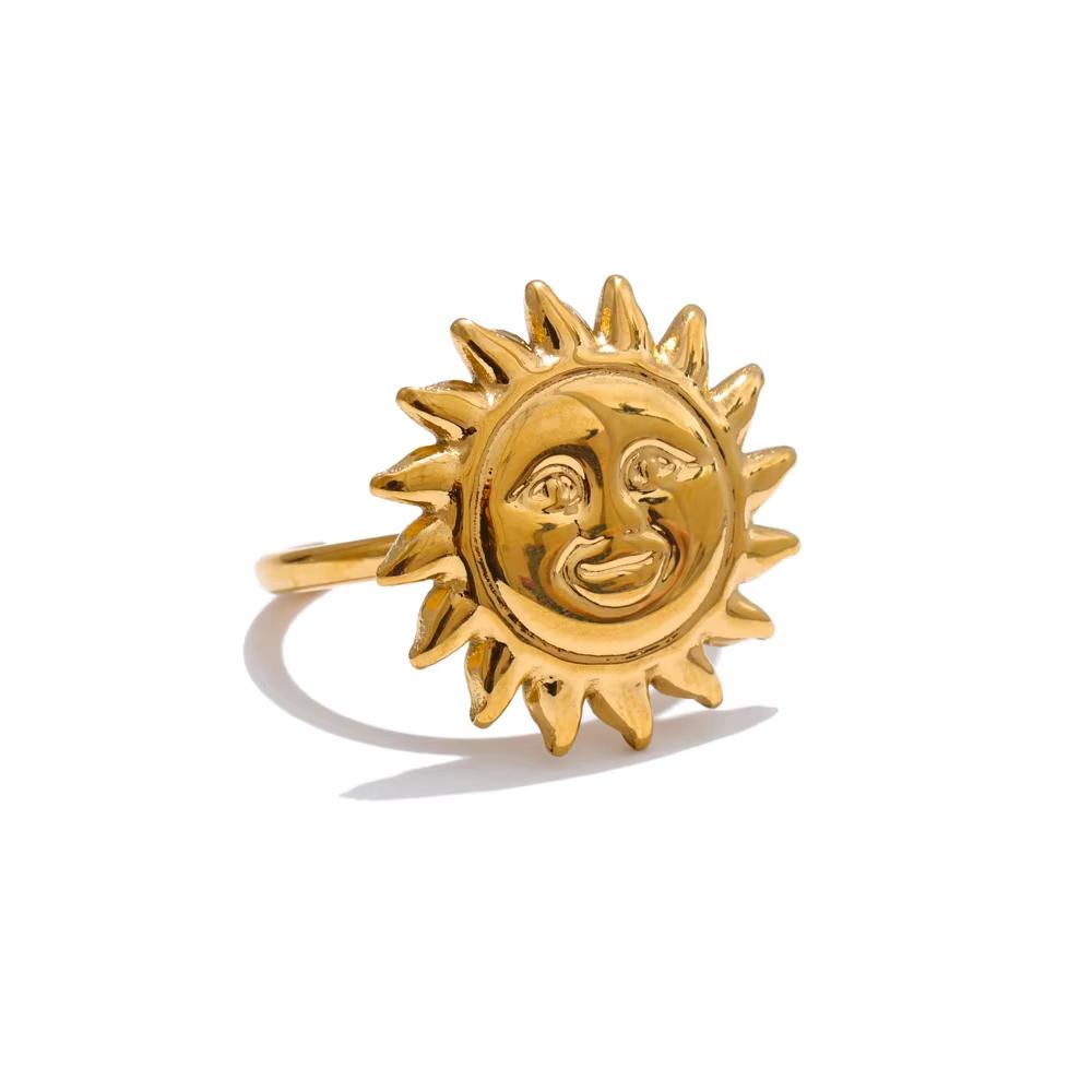 Yhpup Hot Style 18K Gold Color PVD Sun Face Pendant Necklace Waterproof Stainless Steel Arrivals Popular Jewelry Wholesale