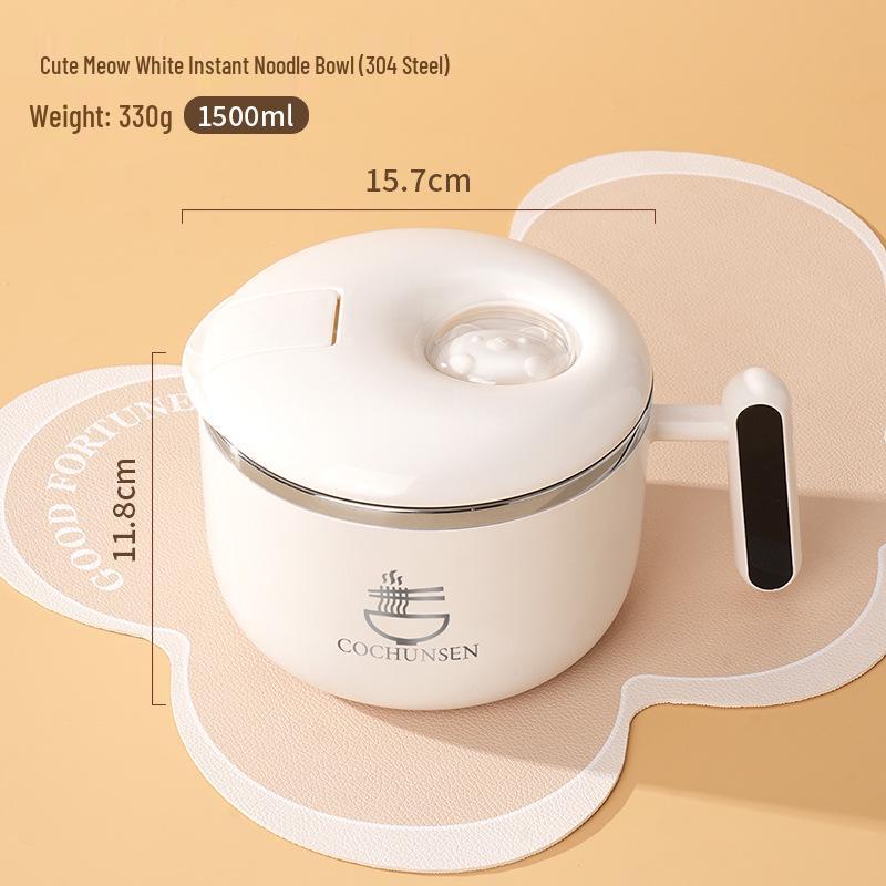 304 Stainless Steel Cartoon Noodle Bowl with Drain, Ideal for Dormitories - Small Gift
