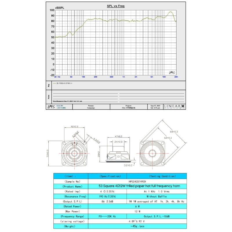 2.09Inch Audio Speaker 4Ohm 5W 10W HighPower- Loudspeaker Speakers Audio Horn 53mm Square Internal Magnetic