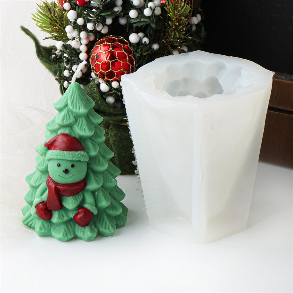 Santa Claus Christmas Tree Candle Silicone Mold Snowman Christmas Tree Candle Mold House Tree Candle Mold Christmas Decor Gift