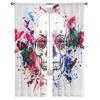 Watercolor Painting Art Splatter Skull Tulle Curtains For Living Room Sheer Curtain Bedroom Voile Decorative Window Treatments