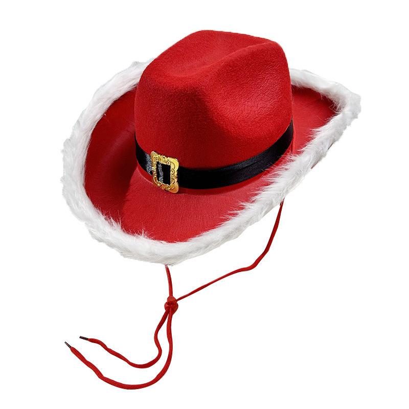 Red Christmas Cowboy Hat, Unisex Holiday Celebration Decoration Hat, Christmas Atmosphere Decoration Personalized Hat