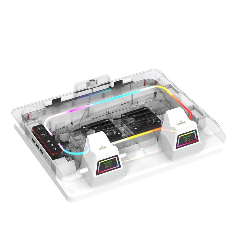 PS5-kompatibelt vertikalt ställ i PhyiFlbey PS5-kontrollladdningsställ med RGB-atmosfärljus och 3 vindhastigheter PS5 Portal 3 enheter samtidigt