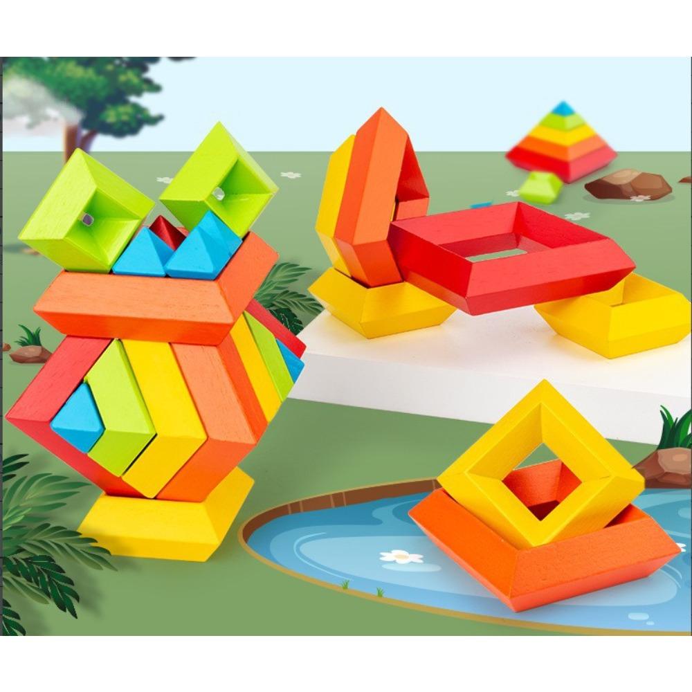 Children's Colorful Pebbles Rainbow Building Block Arch Bridge Villain Stacking Music Training Baby Hand-eye Coordination Wooden