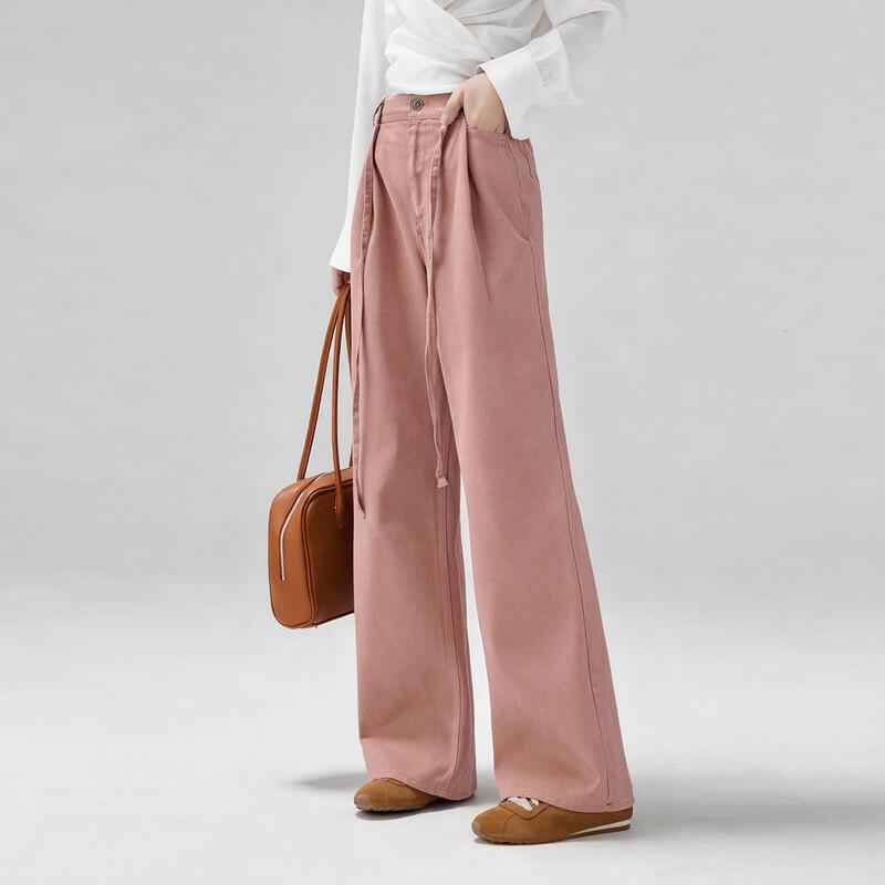 Tatu Women s High-Waist Adjustable Wide-Leg Denim Trousers L