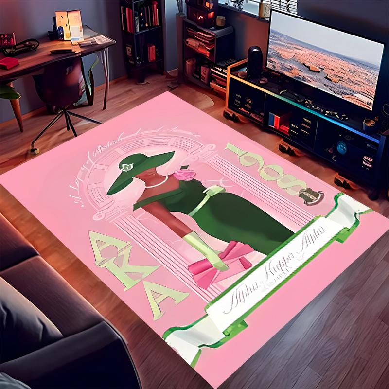 1pc AKA Logo9 Print Area Rug - Soft, Washable Non-Slip Indoor Mat for Office Chairs, Living Room, Home Office Decorative Rug