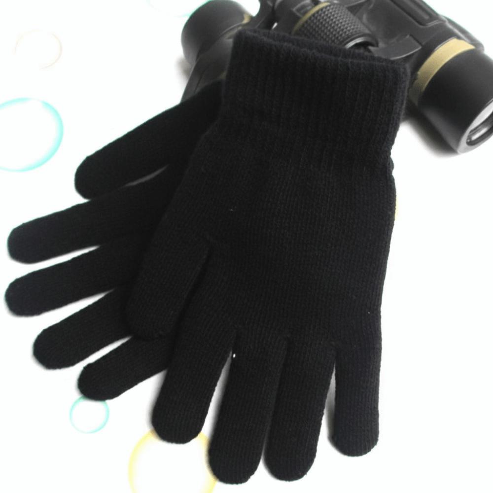 Plush Lining Ribbed Knitted Gloves Thicken Women Men Mittens Full Fingered Gloves  Cold Weather