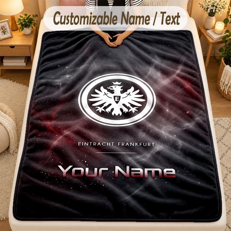 Flannel BlanketEintracht Frankfurt Custom Name Text Personalized Soft Warm Throw Blanket Home Decor Gift