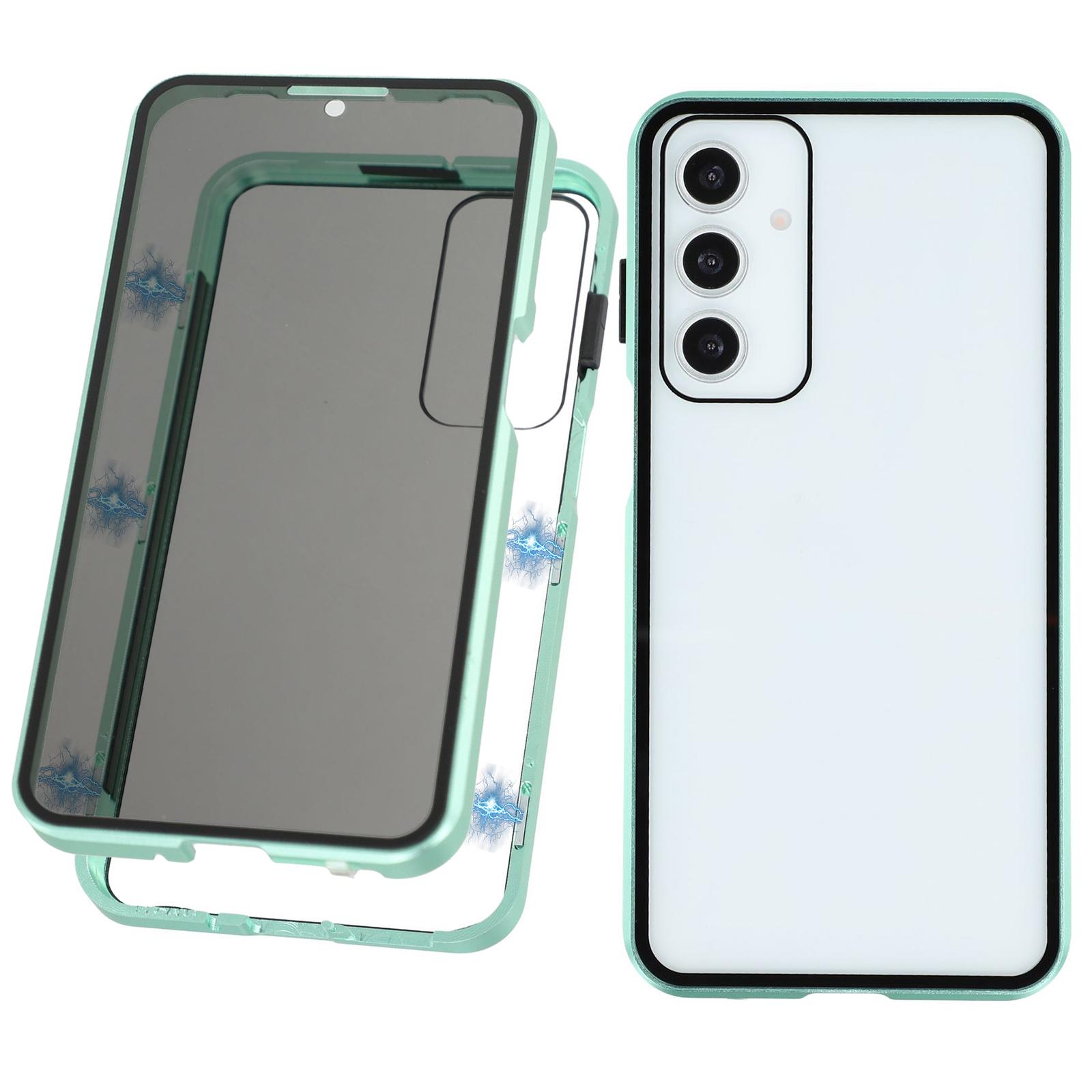 

For Samsung Galaxy A16 5G/A16 4G Case with Anti-Spy Screen Protector Tempered Glass Metal Phone Cover Magnetic Clasp Green