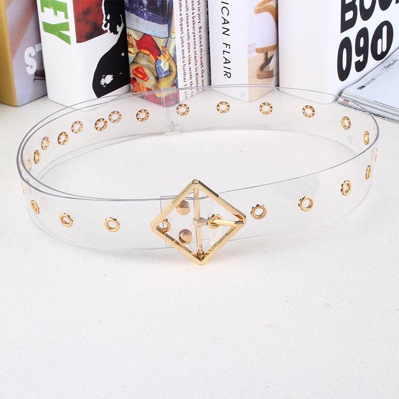 Simple Resin Plastic Personality Buckle Transparent Belt Porous Pin Buckle Willow Spike Women S Belt