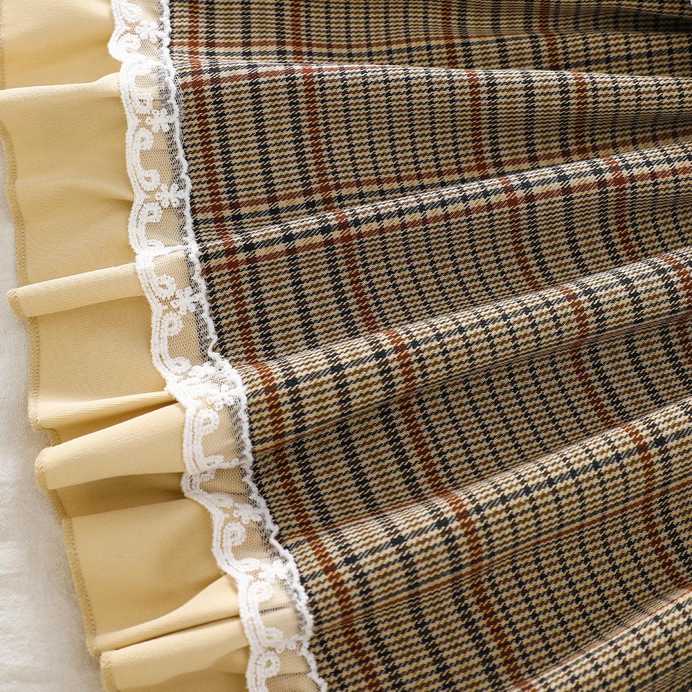 Kinderbekleidung Neues Herbst Winter Mädchen College-Stil Rüschen Karokleid