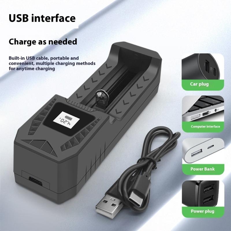 Intelligent Battery Charging 1000mA With LCD Display Type C Input Compatible Multiple Battery Size 26650/21700/18650