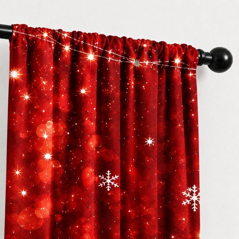 Christmas Printed Curtains Semi-Sheer Holiday Decor Living Room Bedroom Kitchen