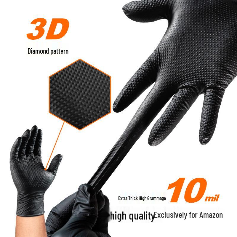 Anbo Chen Extra-Thick Diamond Pattern Food-Grade Nitrile Gloves for Kitchen and Housework