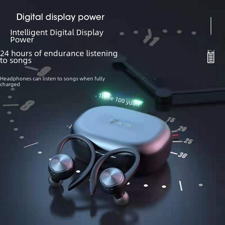 R200tws Sport Bluetooth 5.3 Ohrbügel-Headset mit schweißresistentem Design & LED-Anzeige.