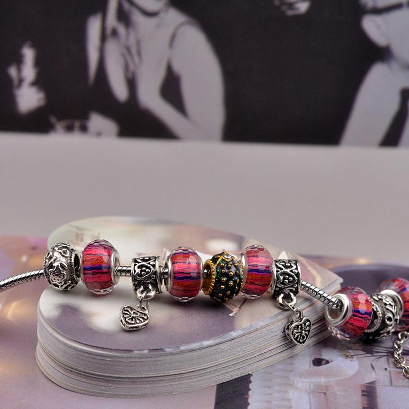 SCIONE DIY Náramek Korálkový náramek s velkým otvorem s glazovanými korálky