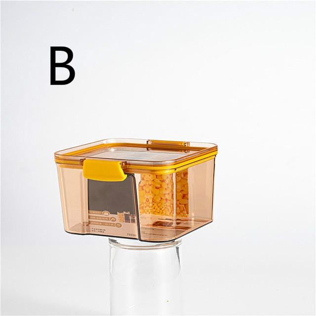 Transparent Square Sealed Fresh-keeping Box Japanese Style Kitchen Grain Storage Tank for Snacks and Dried Fruits