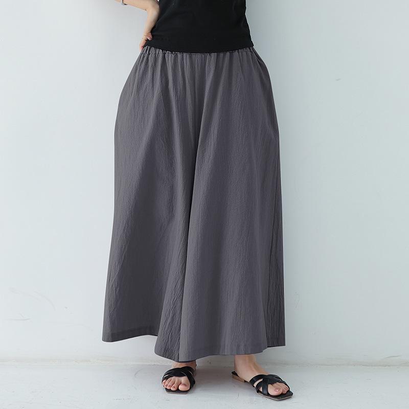 Rakuten Kadın Keten Pamuk Çok Renkli Bol Geniş Paça Cepli Culottes – Ekstra Uzun İlkbahar/Yaz Günlük Pantolon 2021 Koleksiyonu.