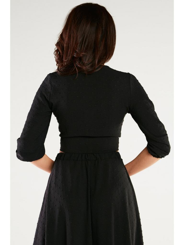 Blouse with 3/4 Sleeves in Black Size M