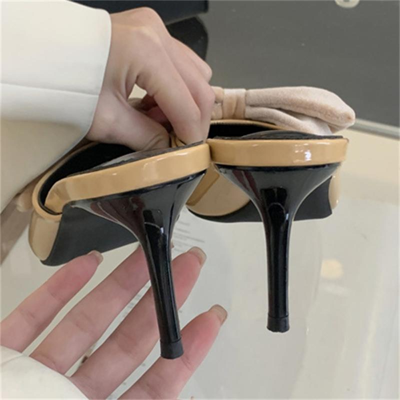 Fashion Eilyken Spring Butterfly-knot Women's Slippers Sandals Sexy Pointed Toe High Heel Pumps Ladies Stripper Mules Shoe