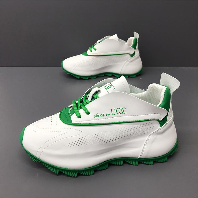 

Толстые кроссовки мужские с закрытым дном, модные повседневные туфли из воловьей кожи, дышащие, с увеличенной внутренней платформой 43