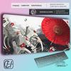 HYBXAXC Japanese Anime Gothic Girl with Red Umbrella MousePad Mechanical Aesthetic Gaming DeskMat Waterproof Lockedge Pad
