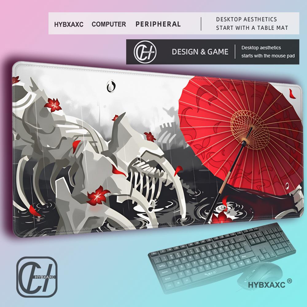 HYBXAXC Japanese Anime Gothic Girl with Red Umbrella MousePad Mechanical Aesthetic Gaming DeskMat Waterproof Lockedge Pad