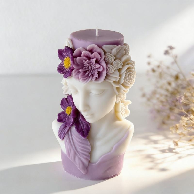 Flower Girl Embossed Cylindrical Silicone Mold Holiday Candle Silicone Mould For Resin Casting Handmade Candle Soap