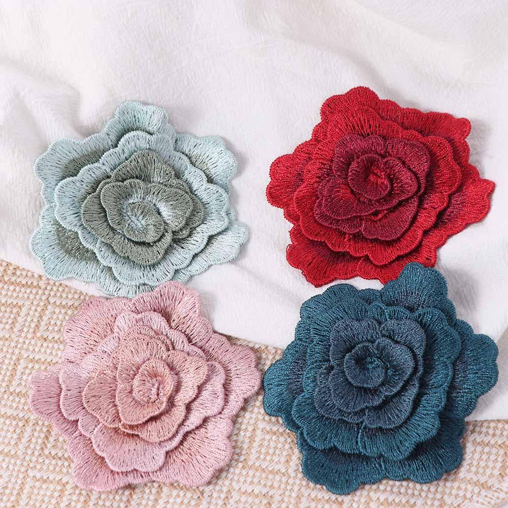 3PCS Exquisite 3D Flowers Embroidered Appliques Multi-layer Clothing Patch  Sewing