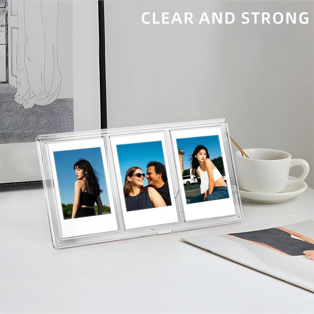 Mini Picture Frame for 2x3 Films, 3 Grid Clear Table Photo Frame for Mini Photo tant Film