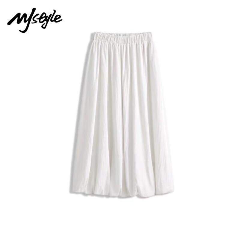 MJ STYLE Women s High-Waist A-Line Long Skirt S