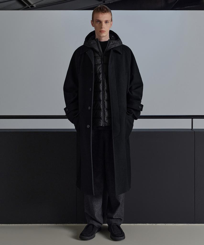 Musinsa Standard Wool Blend Oversized Muff Balmacaan Coat [Black]