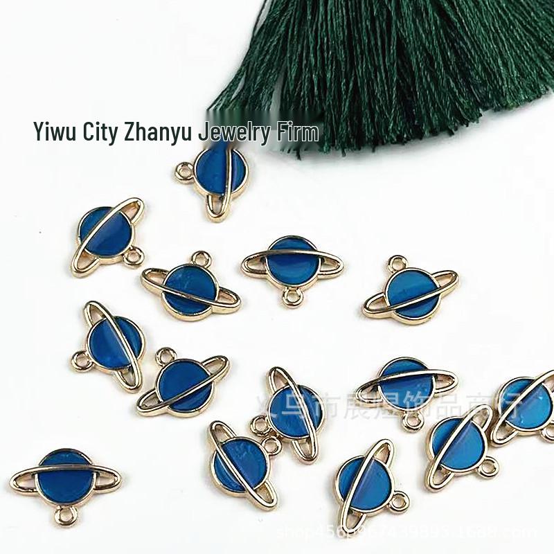 DIY Cartoon Planet Earrings & Bracelets: Women’s Alloy Charms with Plated Oil Drop Ornament Accessories