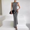Patchwork Sleeveless Slim-Fit Knitted Dress