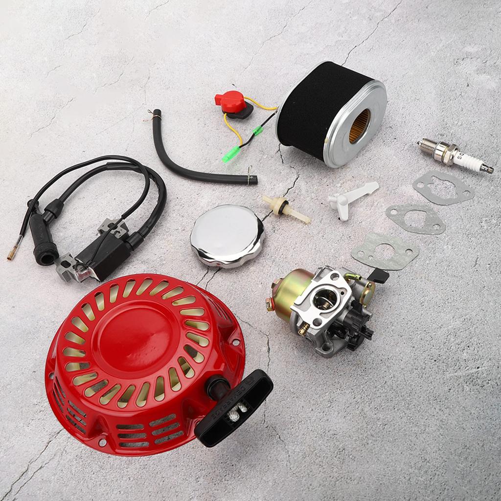 Recoil Starter Carb Ignition Coil Spark Plug OnOff Switch Fuel Cap Hose Kit Fit for Honda GX160