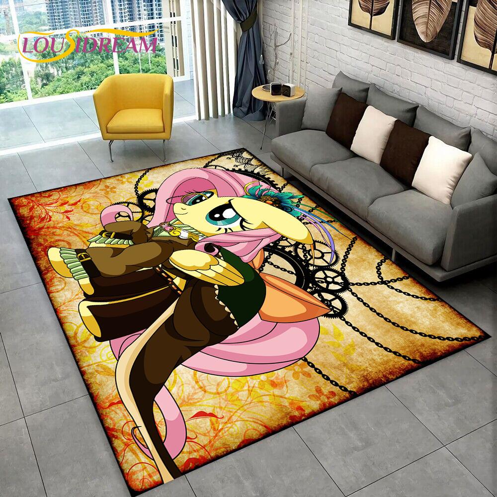 Cute 3D P-Pony Cartoon Unicorn Area Rug,Carpet Rug for Home Living Room Bedroom Sofa Doormat Decor,kids Play Non-slip Floor Mat