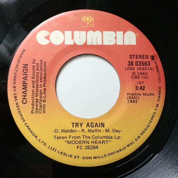 

7inch Record CHAMPAIGN Try Again 3803563 Columbia 1983 Canada SoulFunk Used