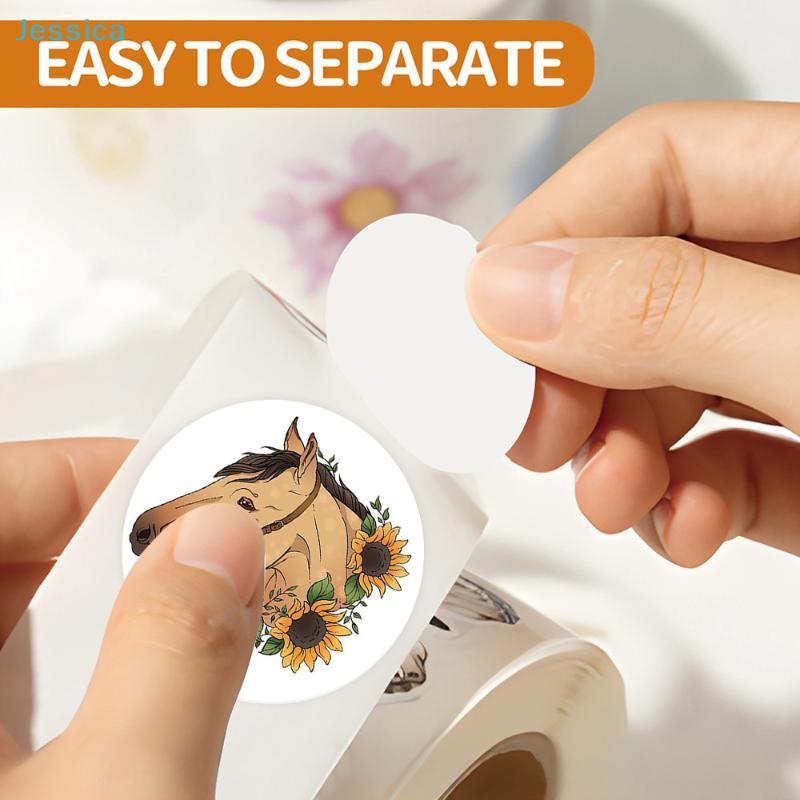 500pcs/Roll Watercolor Floral Horse Stickers- 20mm Round Adhesive Labels for Scrapbooking, Journaling & Crafts