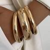 SHIXIN Hip Hop Smooth Surface Round Bangle Bracelet for Women Minimalist Geometry Stackable Gold Color Big Bracelet Jewelry New