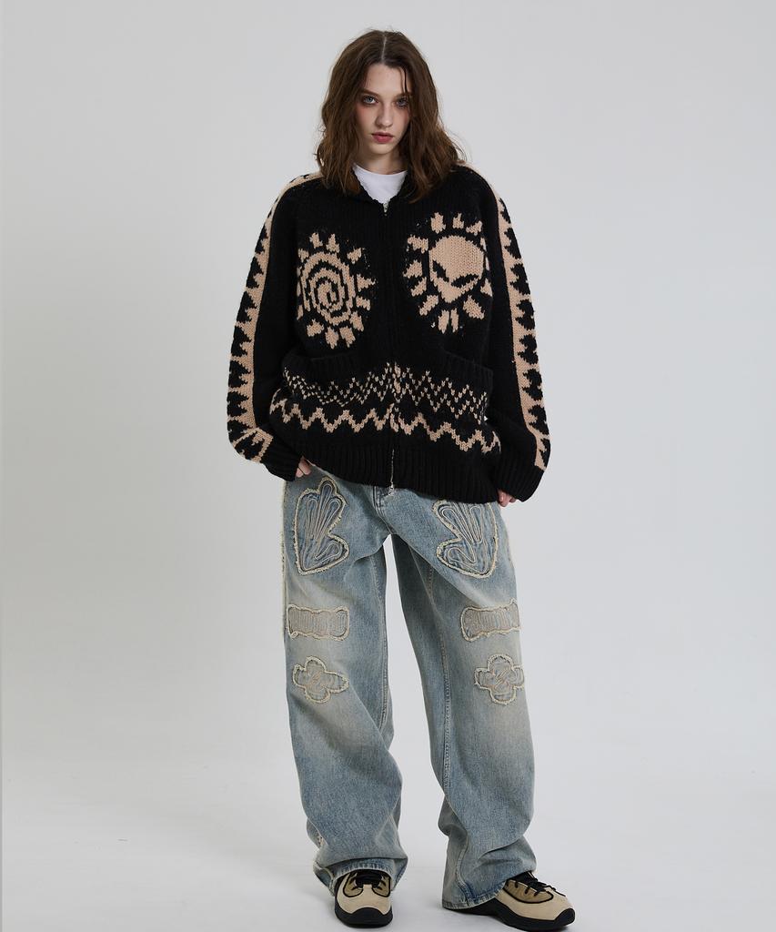 Hoodhood Alien Nordic Zip-Up Cardigan Black