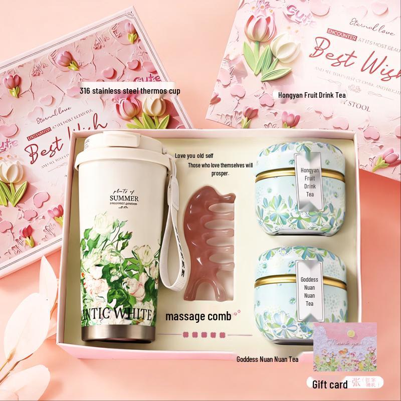 White Rose 316 Stainless Steel Insulated Cup Gift Set