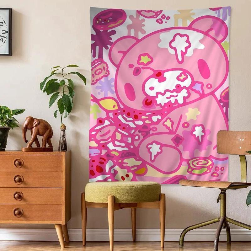Terrifying and Cute Devil Bear Tapestry Harajuku Youth Bedroom Living Room Dormitory Home Decoration Aesthetic Tapestry
