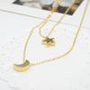 Women's Sexy Star Moon Double-Layer Vertical Drop Bar Pendant Charm Necklace