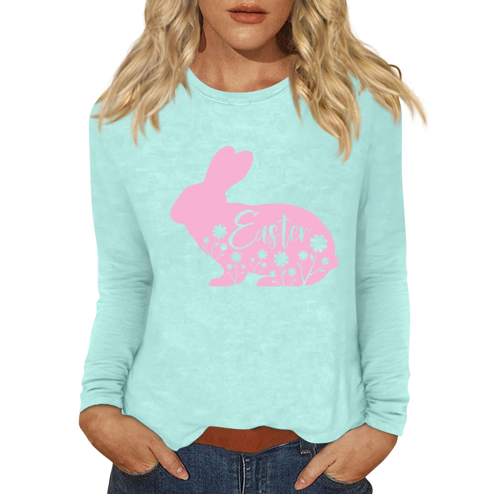 

Рубашки с длинным рукавом для женщин Пасхальный карнавал Графический принт Футболки Блузки Повседневные базовые топы Пуловеры XL