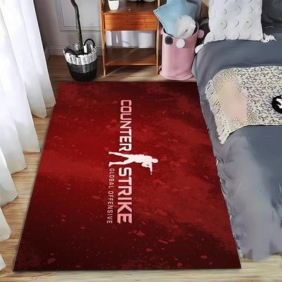 CSGO Game Logo Printed Flannel Carpet, Non-slip, Suitable for Bedroom, Living Room, Children's Room Decoration