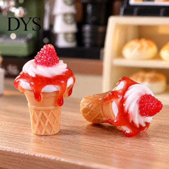Cute 3D Resin Desserts 10Pcs Mini Ice Creams, Tiny Strawberry Jam Dessert Food for Doll Mansion Miniatures Mansion, DIY Craft Projects, Pretend
